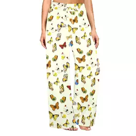 butterfly shadowed print Women's Wide Leg Lounge Pants (Model L77)