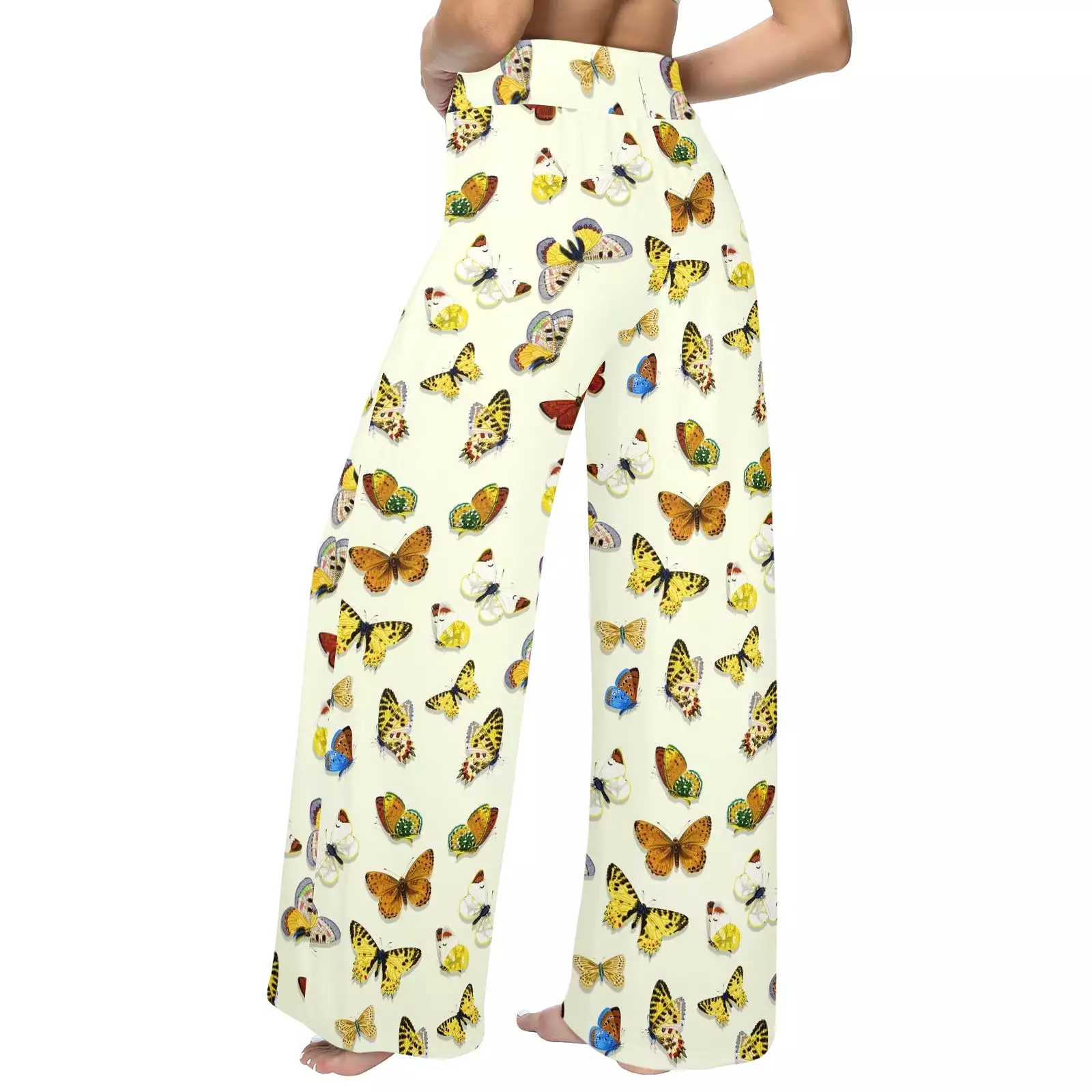 butterfly shadowed print Women's Wide Leg Lounge Pants (Model L77)