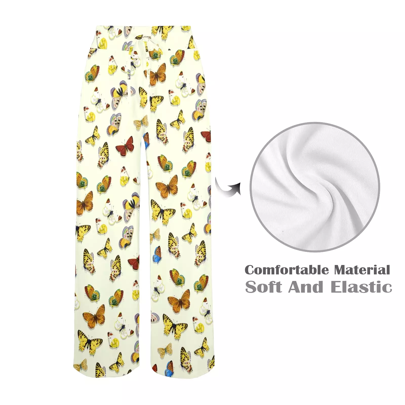 butterfly shadowed print Women's Wide Leg Lounge Pants (Model L77)