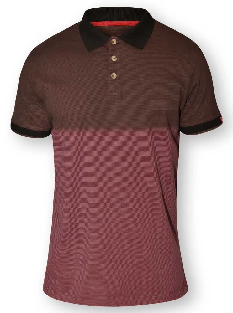 D555 Dip Dye Stripe Polo Shirt - Red