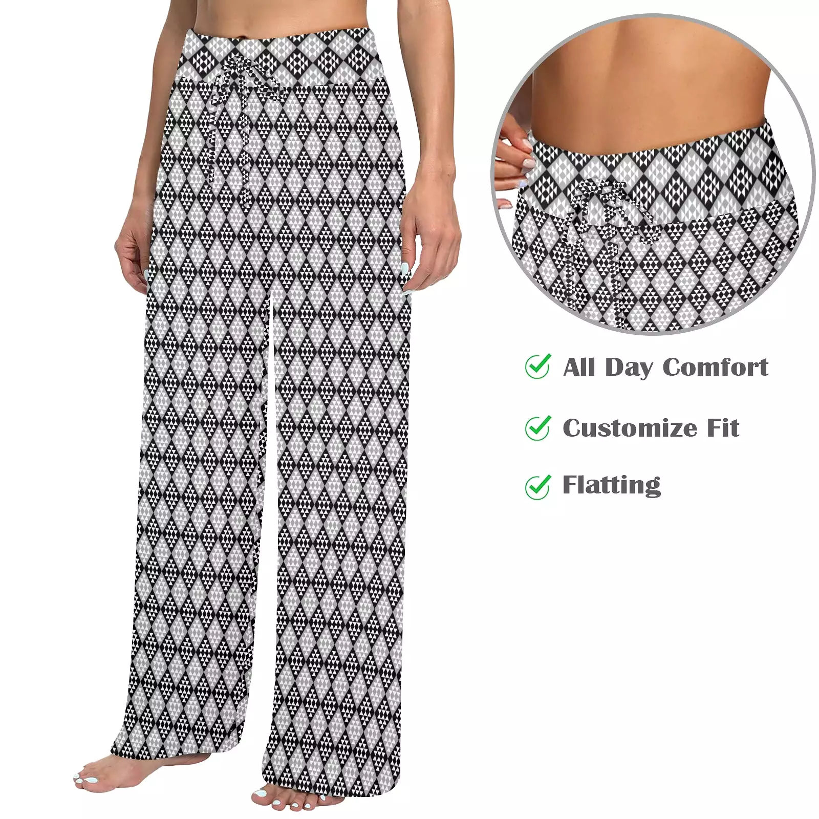 diamond life times 2 Women's Wide Leg Lounge Pants (Model L77)