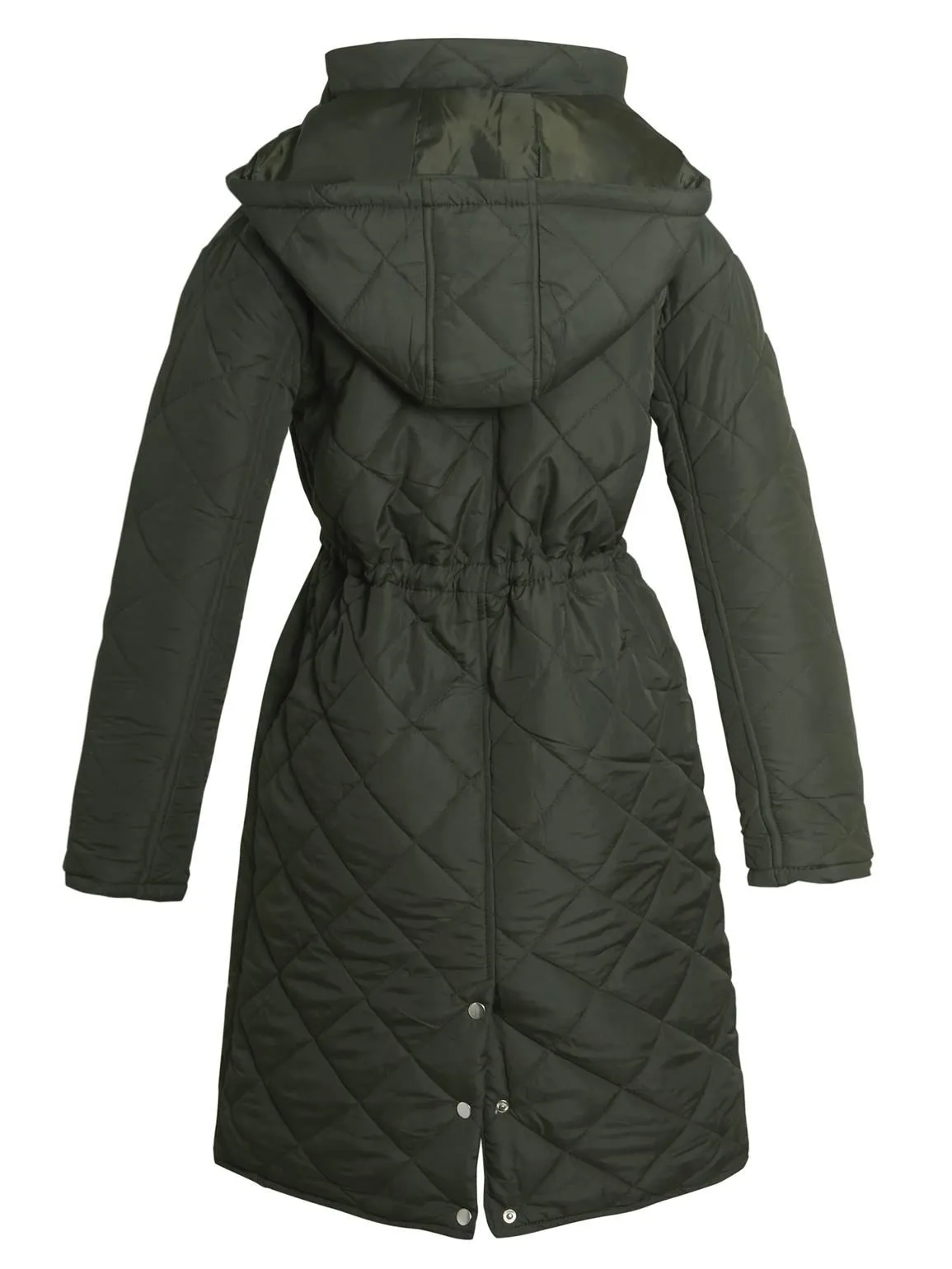 Diamond Quilted Parka Coat, Black, Khaki, UK Sizes 8 to 16