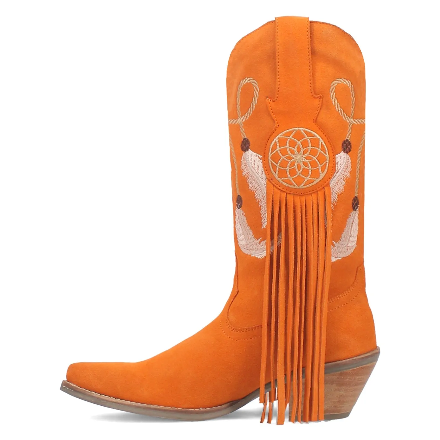 Dingo Womens Day Dream Orange Leather Cowboy Boots