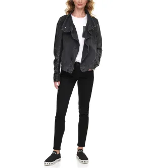 Dkny Womens Jean Denim & Faux-Leather Jacket