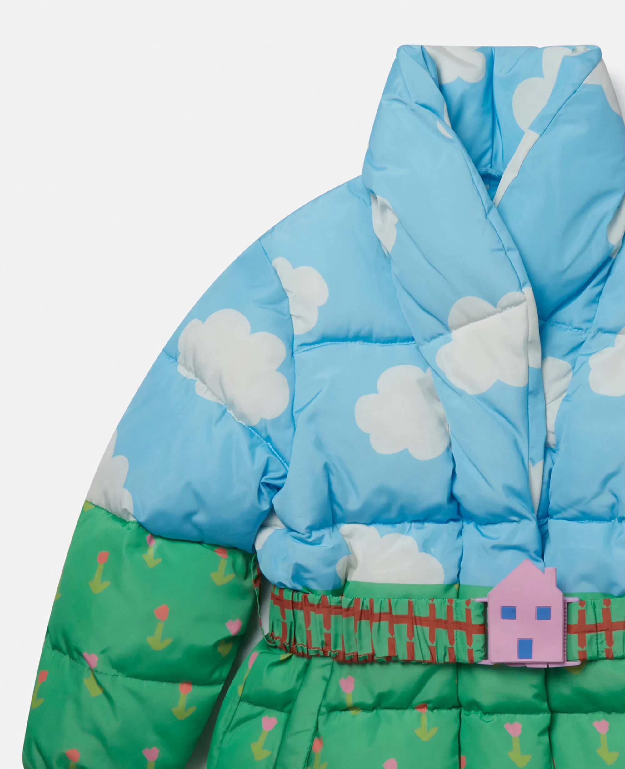 Farmyard Print Hooded Puffer Coat 