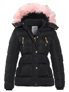 Girls Fleece Lined Padded Parka Coat, Colours Black, Navy, Ages 4 to 16 Years