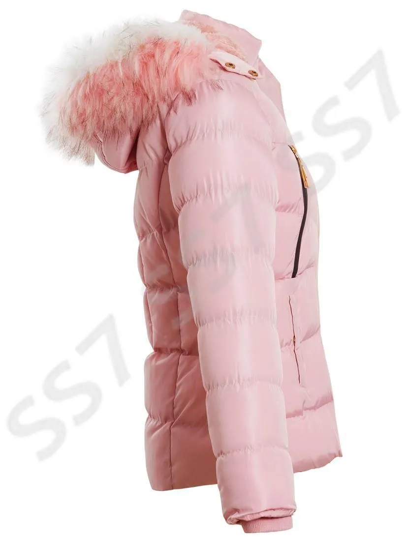 Girls Fleece Lined Padded Parka Coat, Colours Black, Navy, Ages 4 to 16 Years