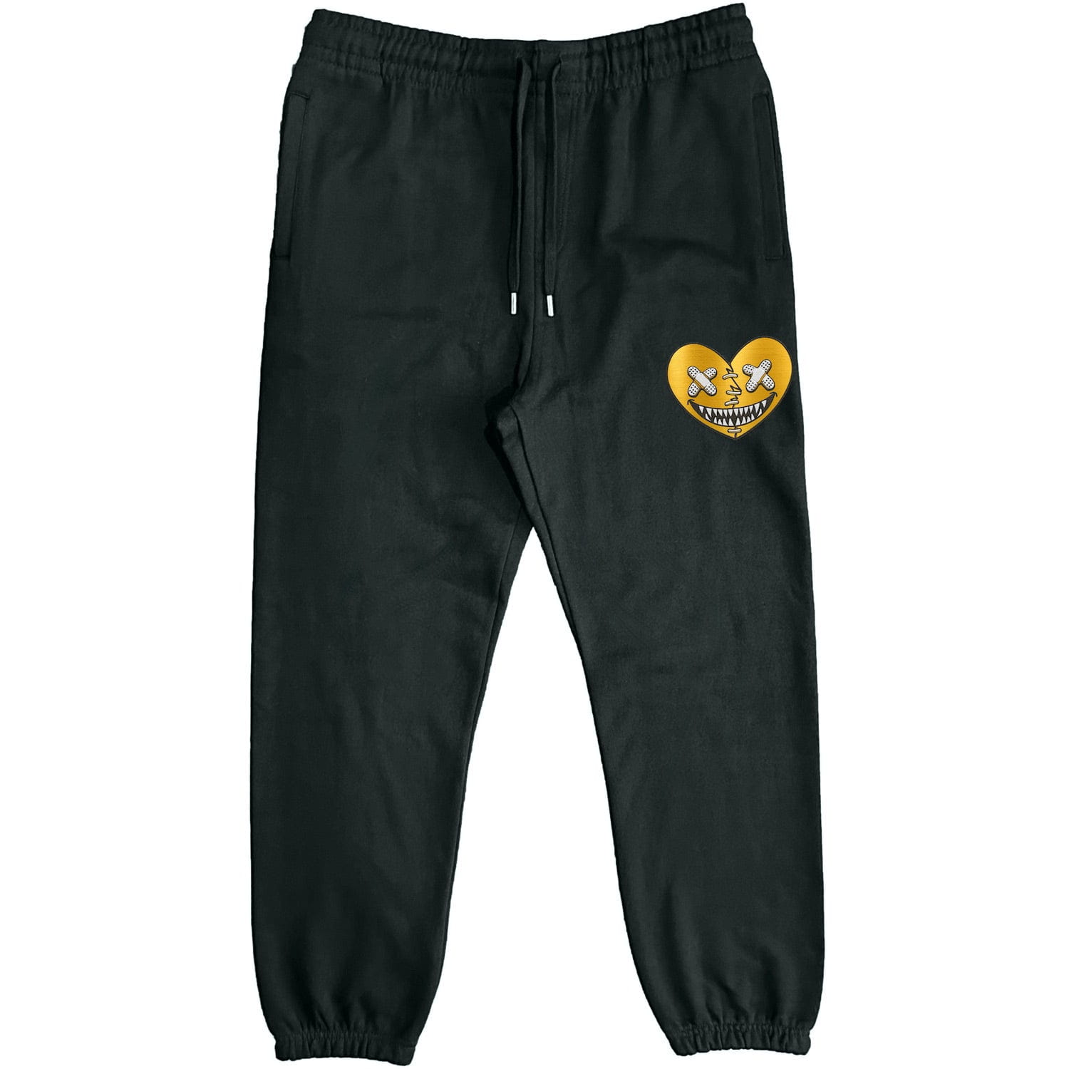 GOLD METALLIC HEART BAWS : Premium Black Cotton Pants