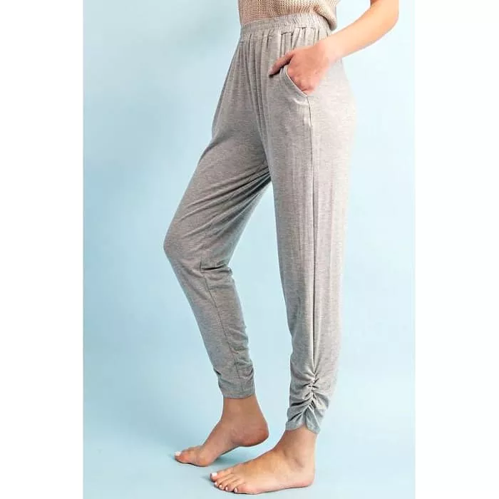 Gray Shirred Ankle Lounge Pants