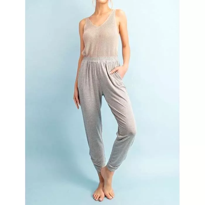 Gray Shirred Ankle Lounge Pants