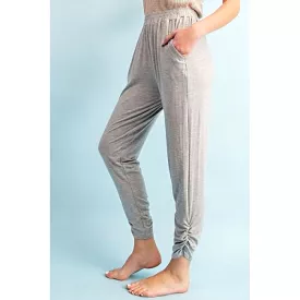 Gray Shirred Ankle Lounge Pants