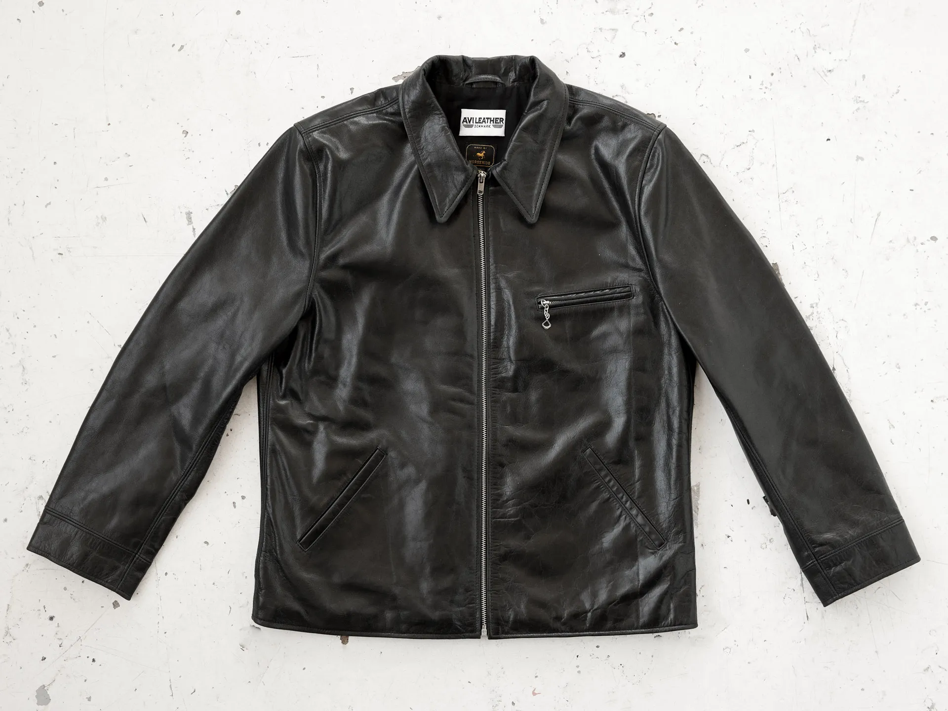 Half Belt Jacket - Horsehide Leather - AVI LEATHER