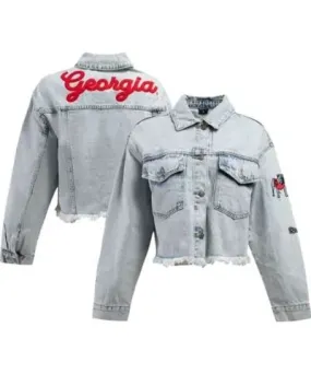 Hype and Vice NCAA Georgia Bulldogs Lightwash Full-Button Jean Jacket