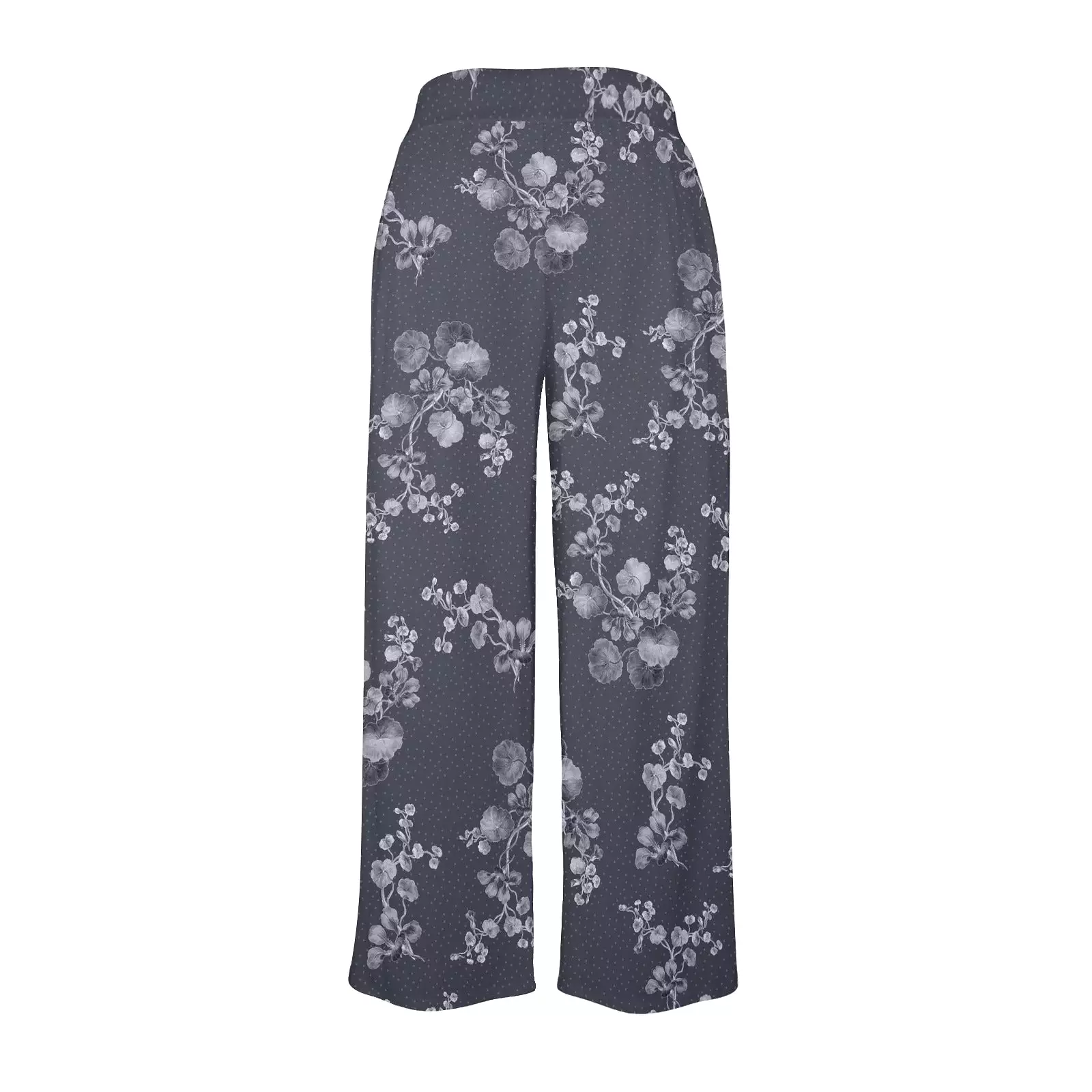 ink well floral print Women's Wide Leg Lounge Pants (Model L77)