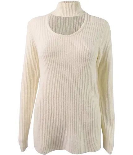 Kensie Womens Ribbed Knit Choker Pullover Sweater