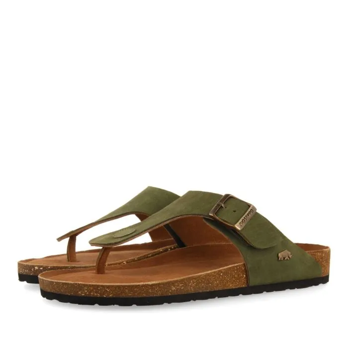 KHAKI LEATHER GREEK STYLE SANDALS WITH BIO SOLE FOR MEN RUSKIN