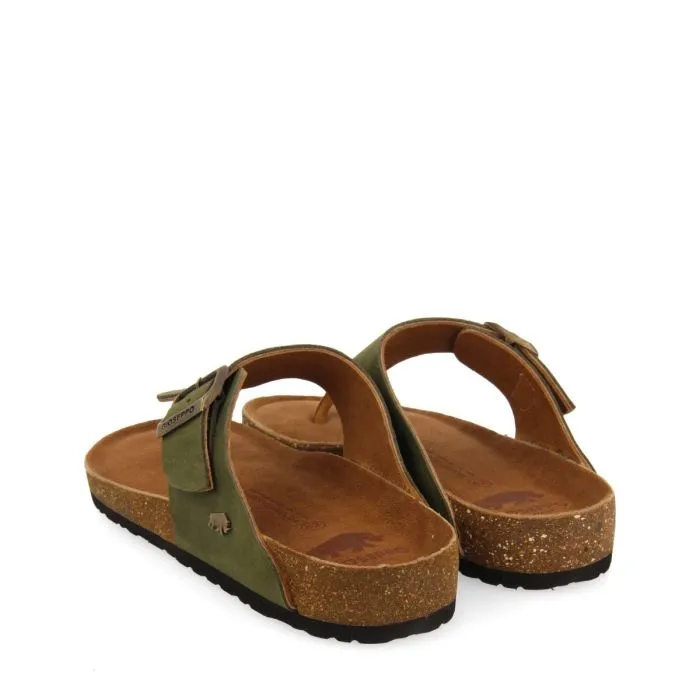 KHAKI LEATHER GREEK STYLE SANDALS WITH BIO SOLE FOR MEN RUSKIN