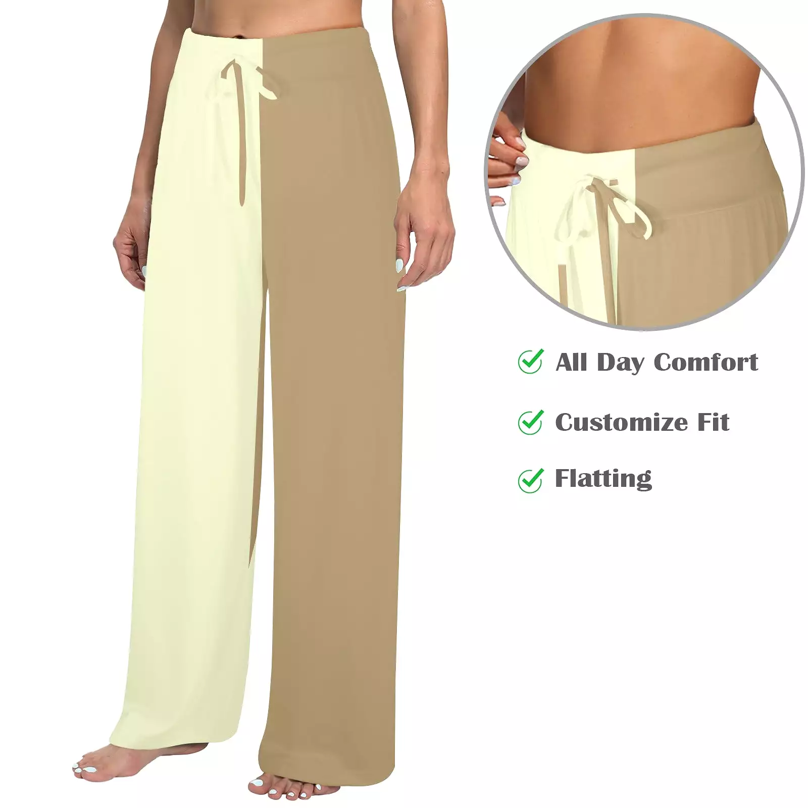 lark sunlight half and half Women's Wide Leg Lounge Pants (Model L77)