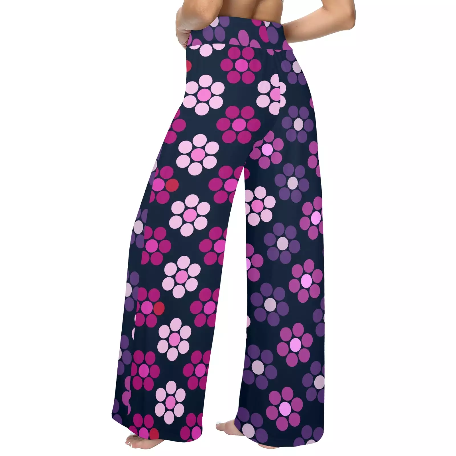 lg lav purple print Women's Wide Leg Lounge Pants (Model L77)