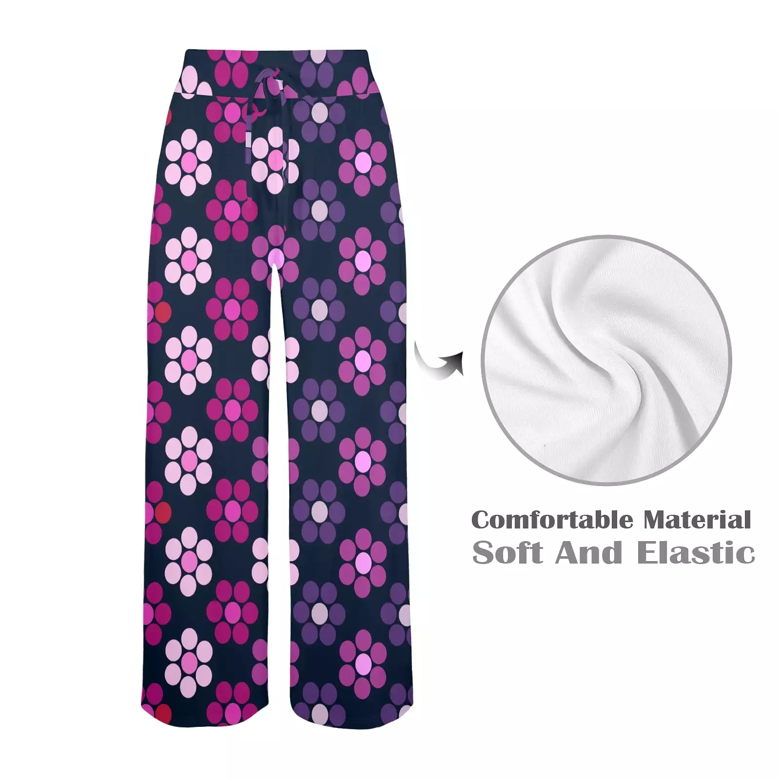 lg lav purple print Women's Wide Leg Lounge Pants (Model L77)