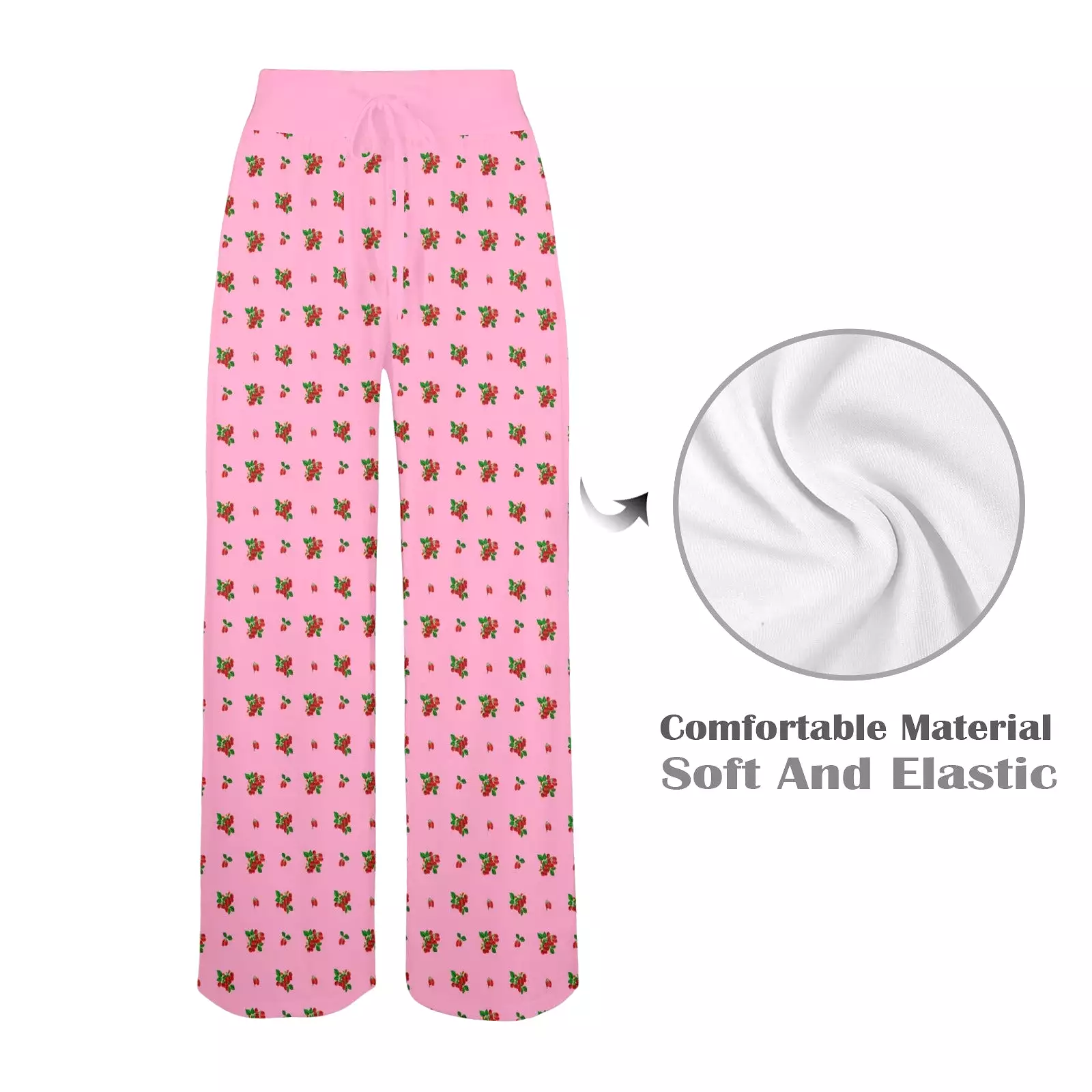 light pink print Women's Wide Leg Lounge Pants (Model L77)