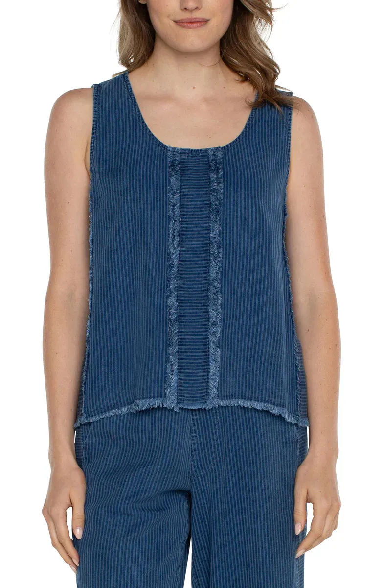 Liverpool sleeveless denim fringe top