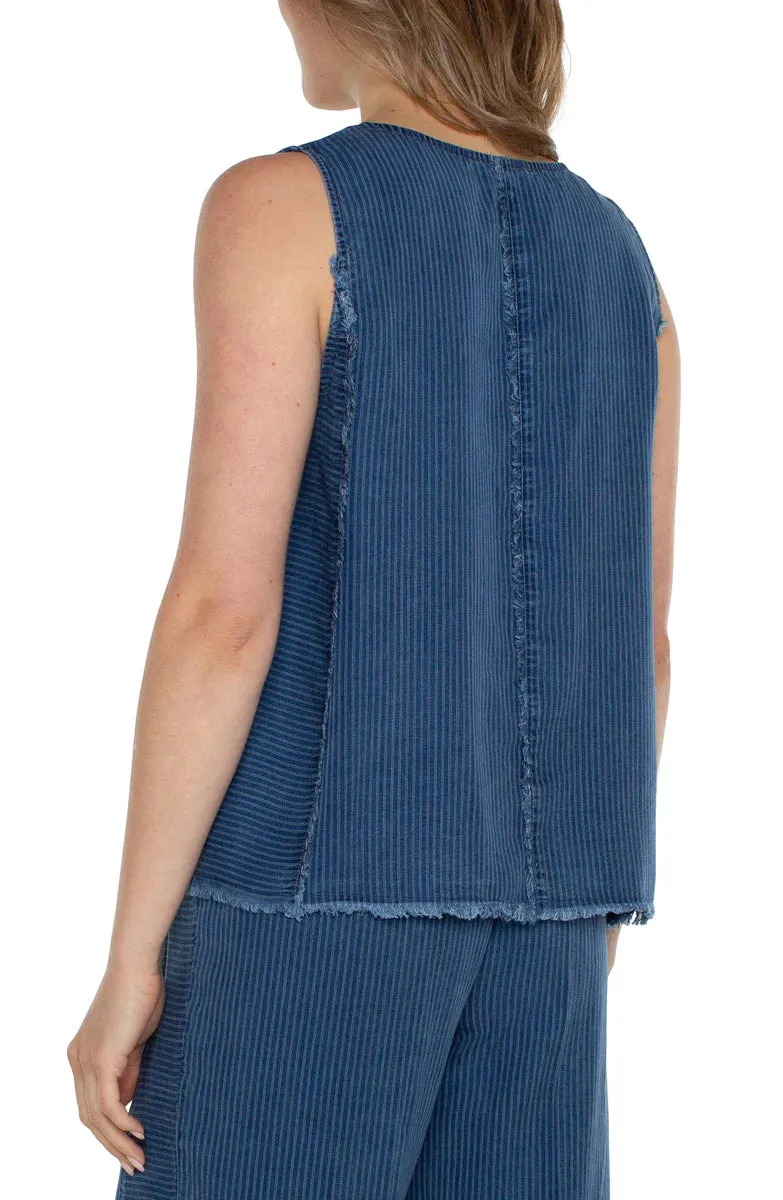 Liverpool sleeveless denim fringe top