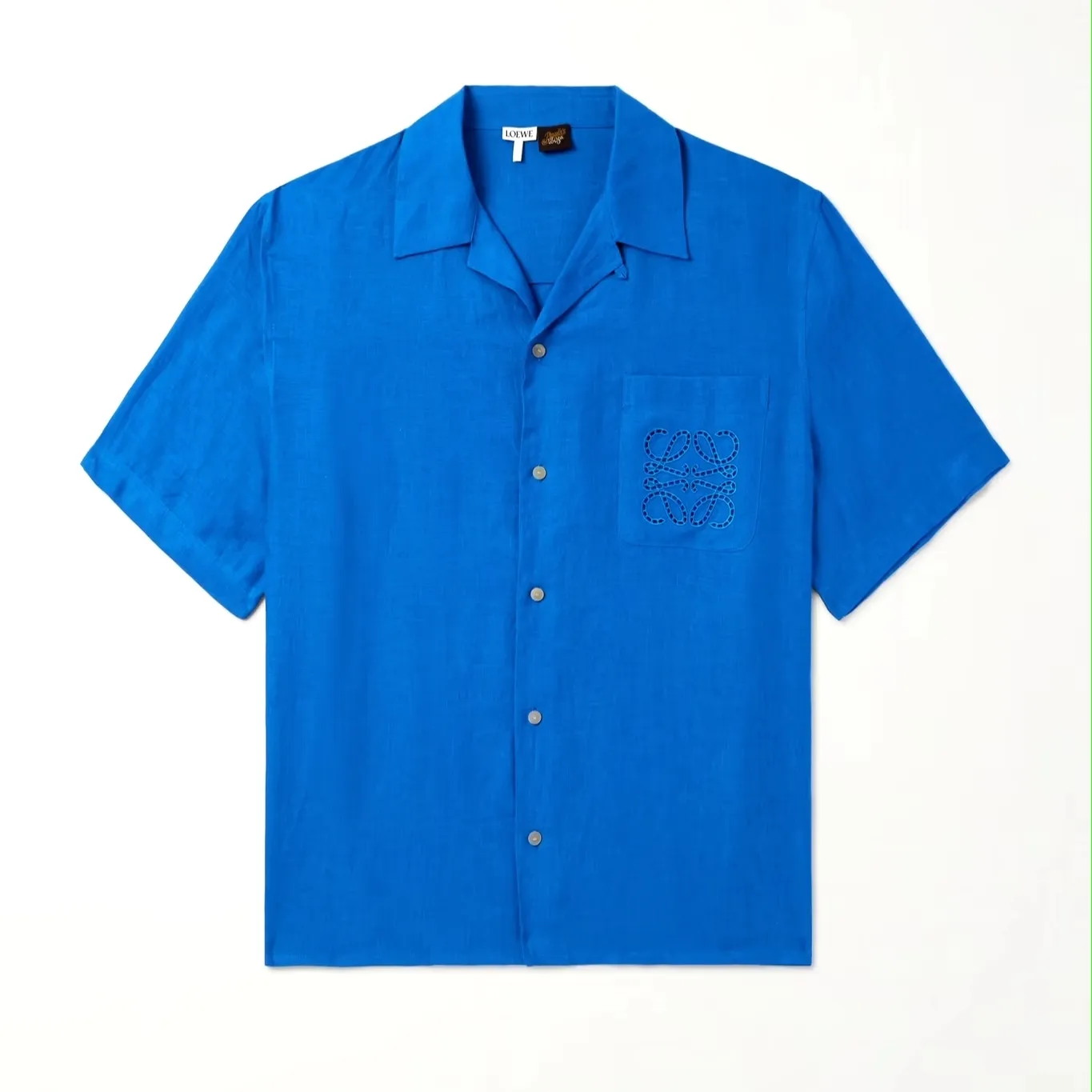 LOEWE  |Linen Plain Short Sleeves Logo Luxury Shirts