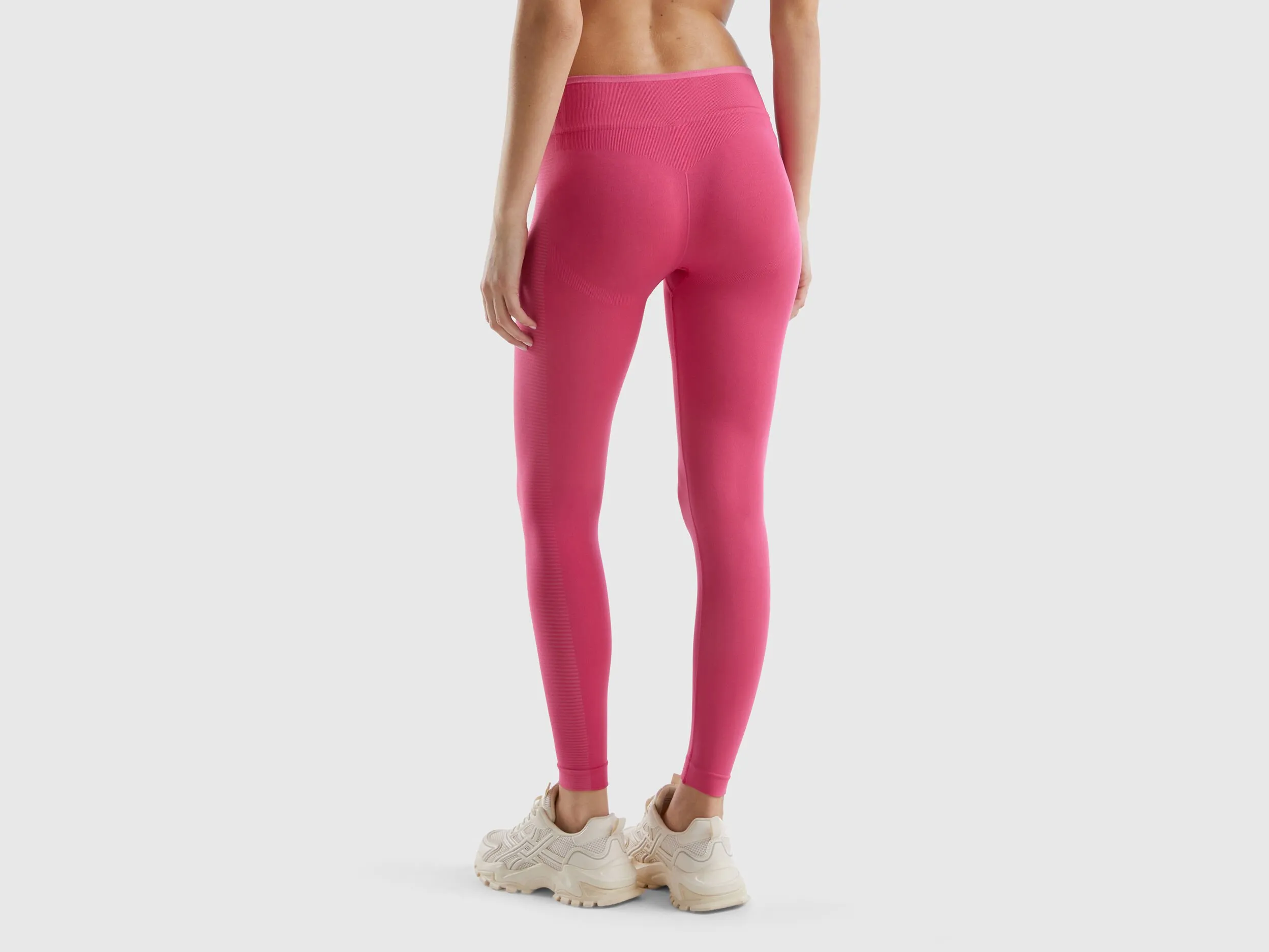 Long seamless sports leggings - Fuchsia | Benetton