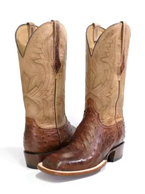 Lucchese CL1118.W8 Mens Cliff Ostrich Horseman Cowboy Boots Chocolate Tan