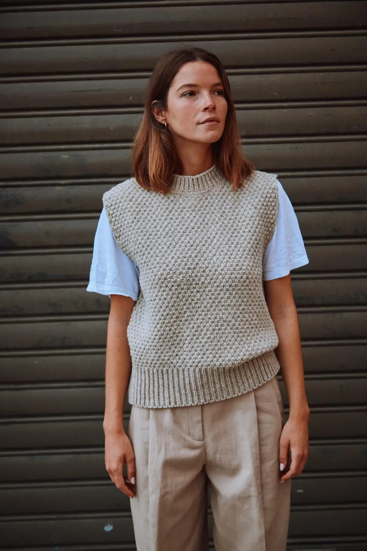 MAIA Sleeveless in Merino Wool Sweater - Beige