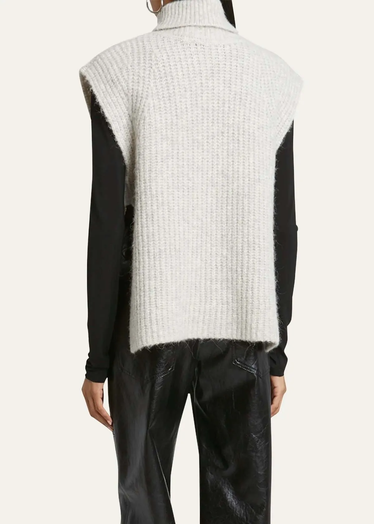 Megan Sleeveless Turtleneck Sweater - Sand