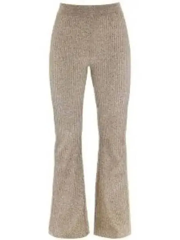 Melange Rib Knit Straight Pants Gold