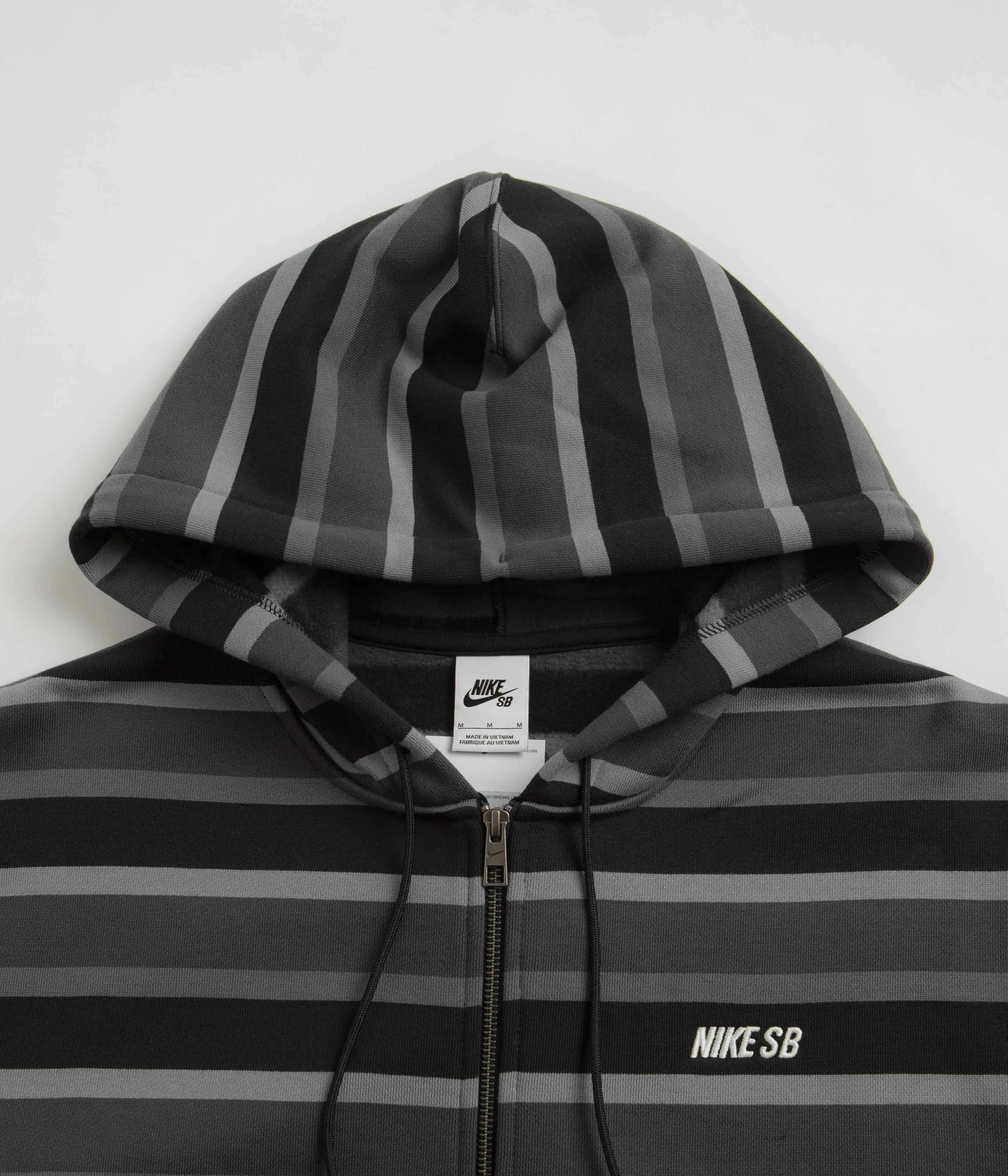 Nike SB Striped Full Zip Hoodie - Cool Grey / Anthracite / White