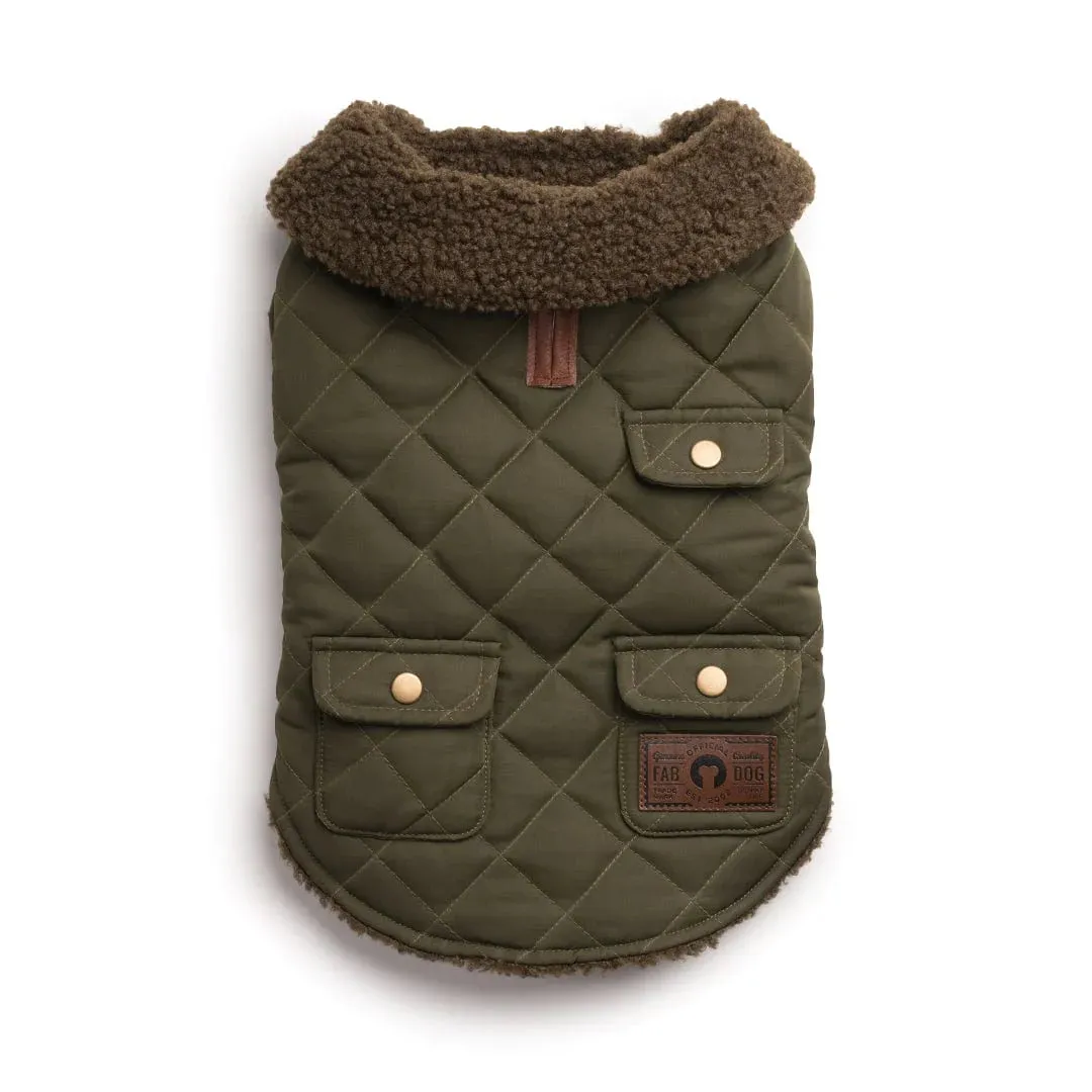 Olive Quilted Shearling Coat - 18