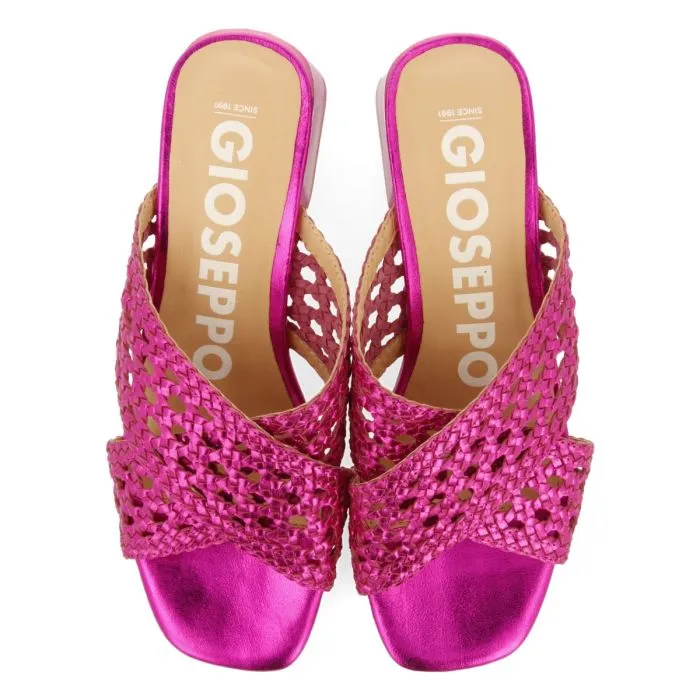 OPEN-TOE FUCHSIA SANDALS WITH BRAIDED DETAILS FOR WOMEN CLARCONA