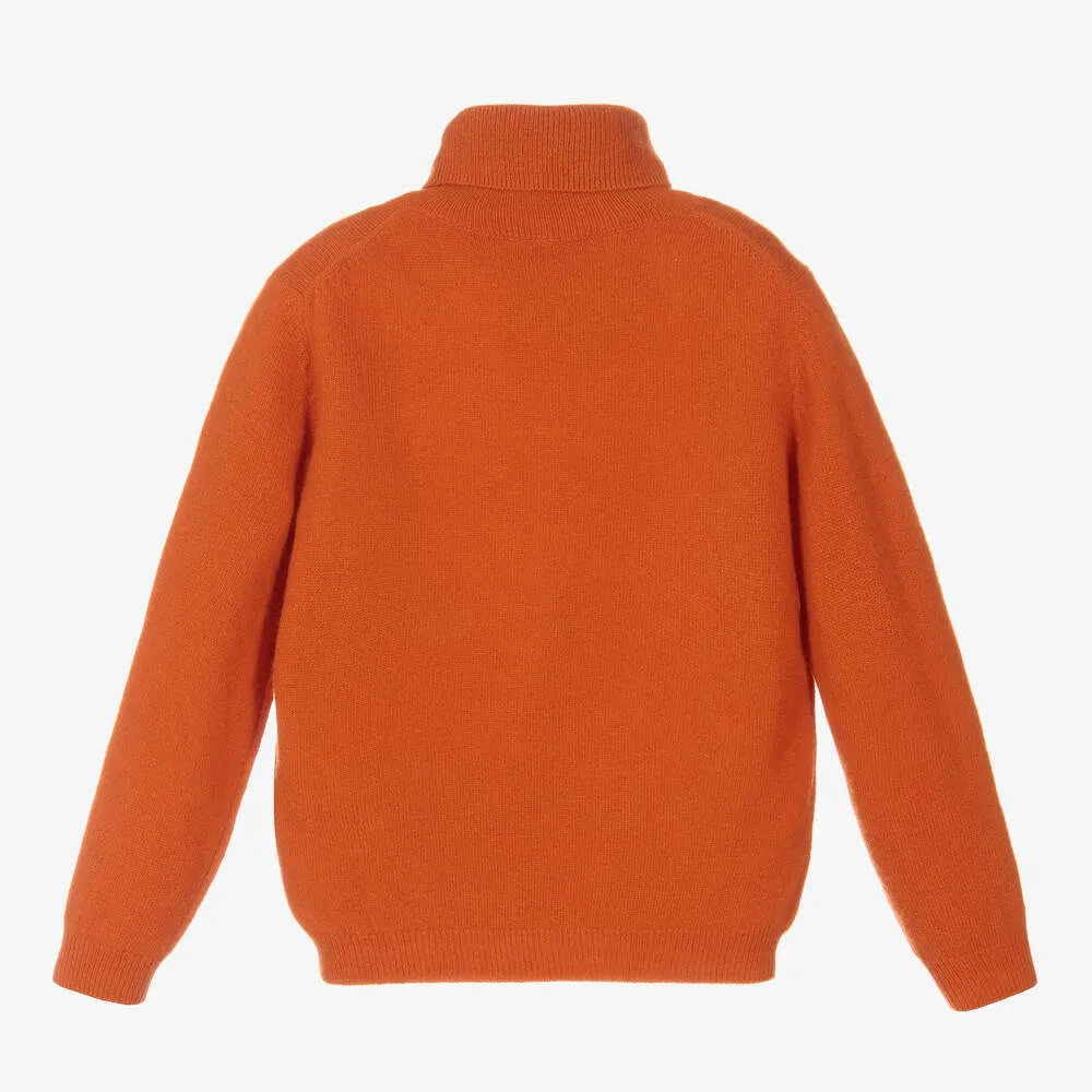 Orange Wool Roll Neck Sweater