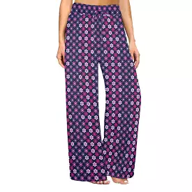 petals purple print 2 Women's Wide Leg Lounge Pants (Model L77)