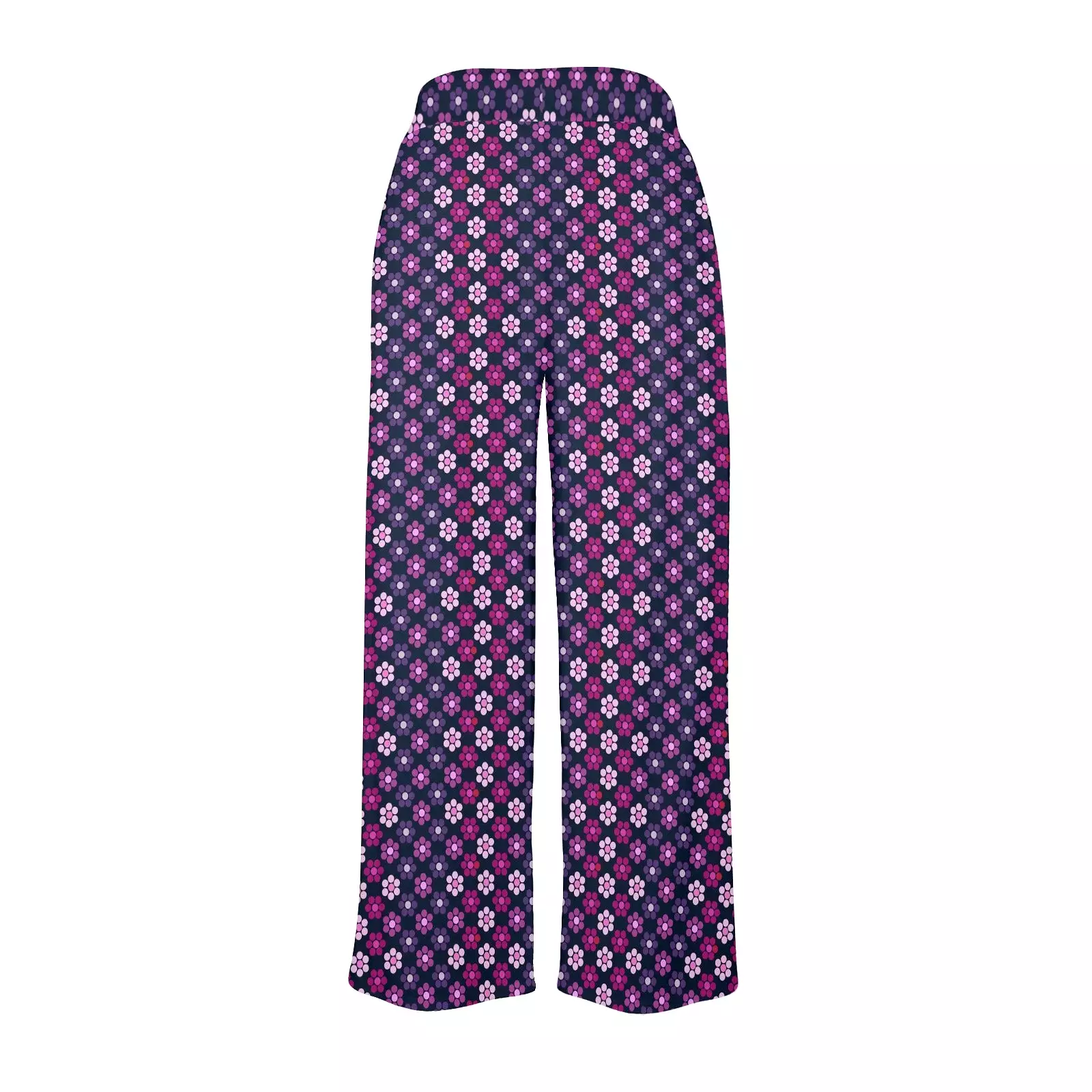 petals purple print 2 Women's Wide Leg Lounge Pants (Model L77)