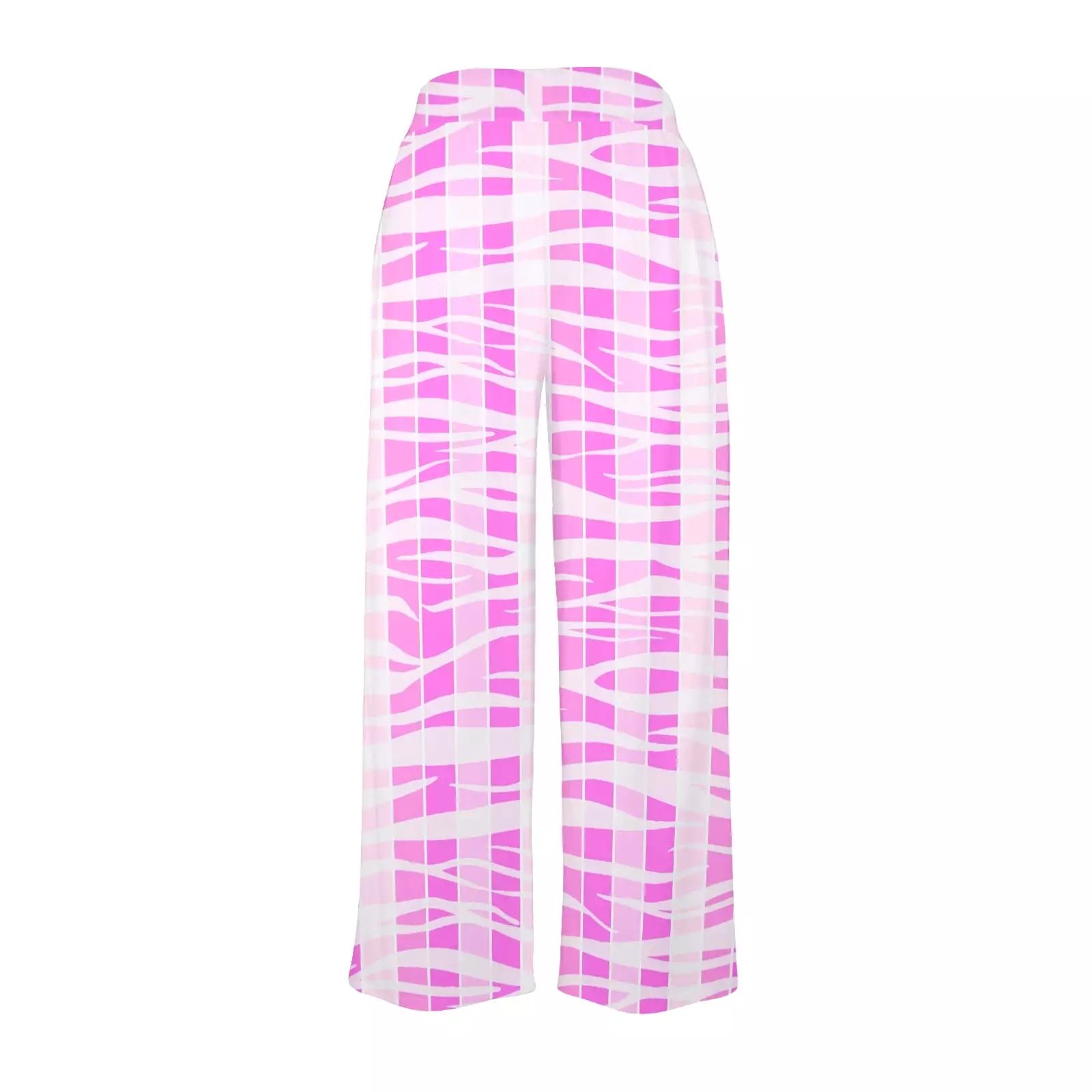 pink striped tiger striped print Women's Wide Leg Lounge Pants (Model L77)