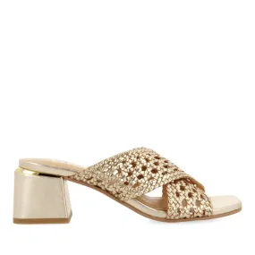 PLATINUM COLORED UNHEELED SANDALS WITH BRAIDED DETAILS FOR WOMEN CLARCONA