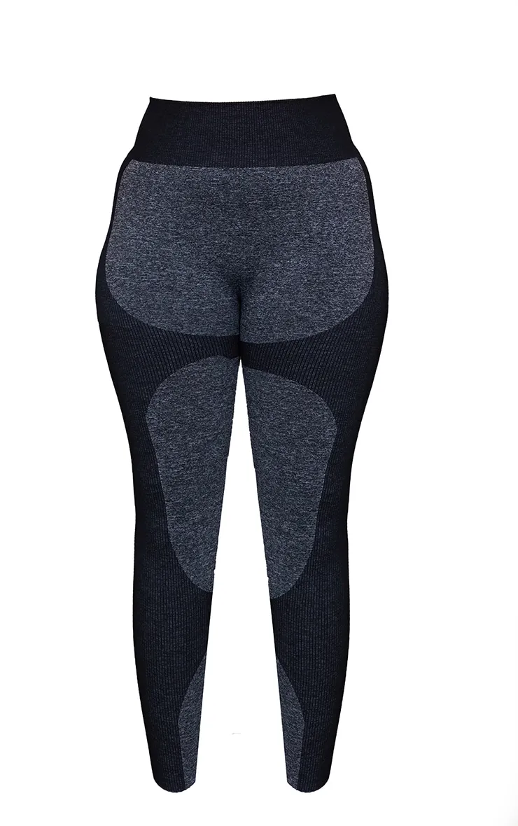 Plus Black Seamless 2 Tone Contour Leggings