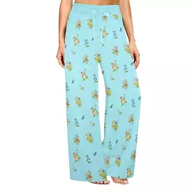 polka dot light blue butterfly background Women's Wide Leg Lounge Pants (Model L77)