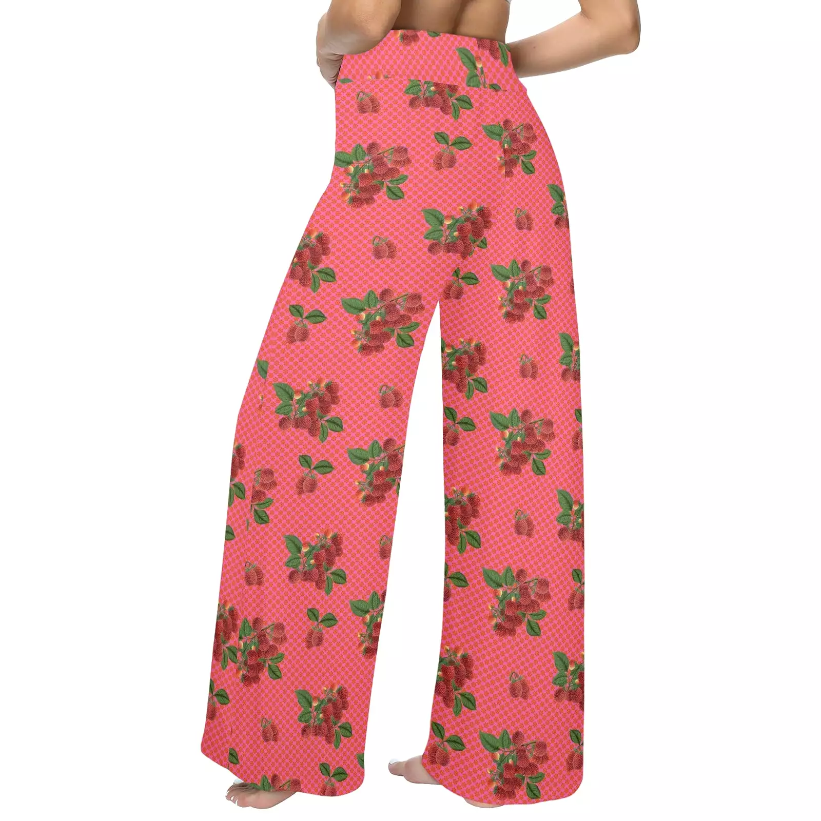 raspberry fuchsia Women's Wide Leg Lounge Pants (Model L77)