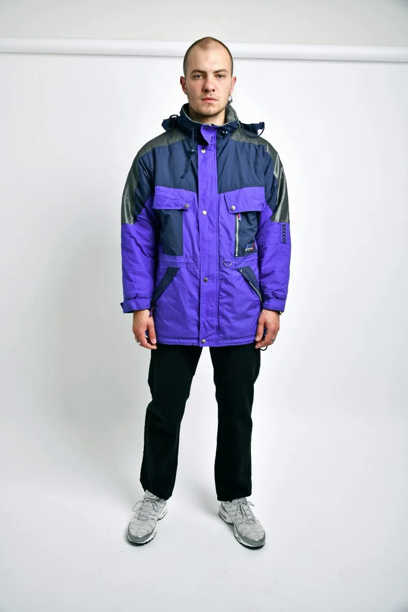 Retro 80s ski wear coat blue