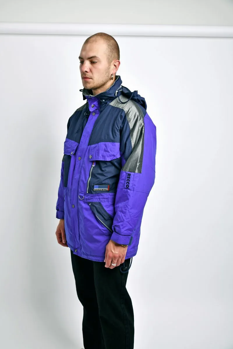 Retro 80s ski wear coat blue