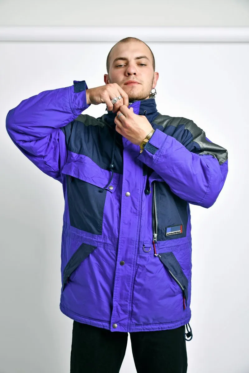 Retro 80s ski wear coat blue