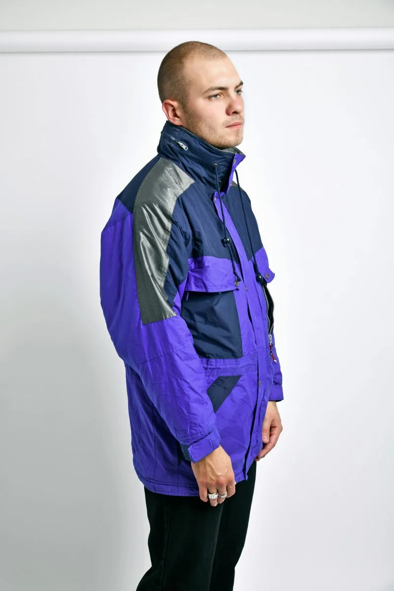 Retro 80s ski wear coat blue