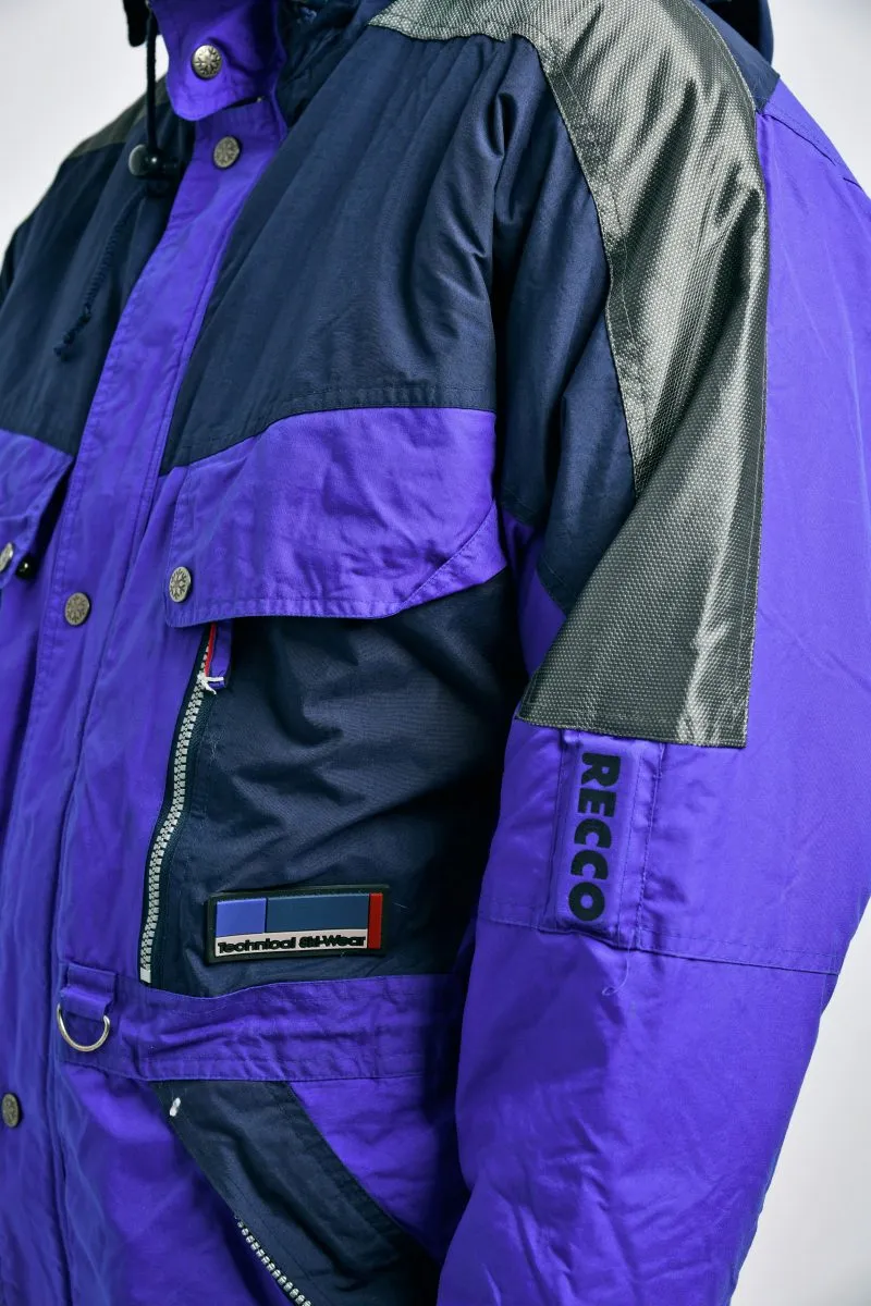 Retro 80s ski wear coat blue