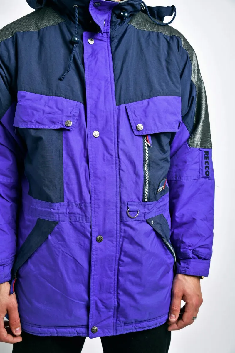 Retro 80s ski wear coat blue